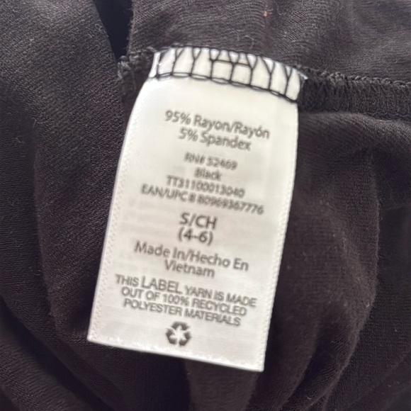 Time and Tru Women 3/4 Sleeve Knit T-Shirt Dress Solid Black Pockets Small 4 6 - Picture 6 of 6